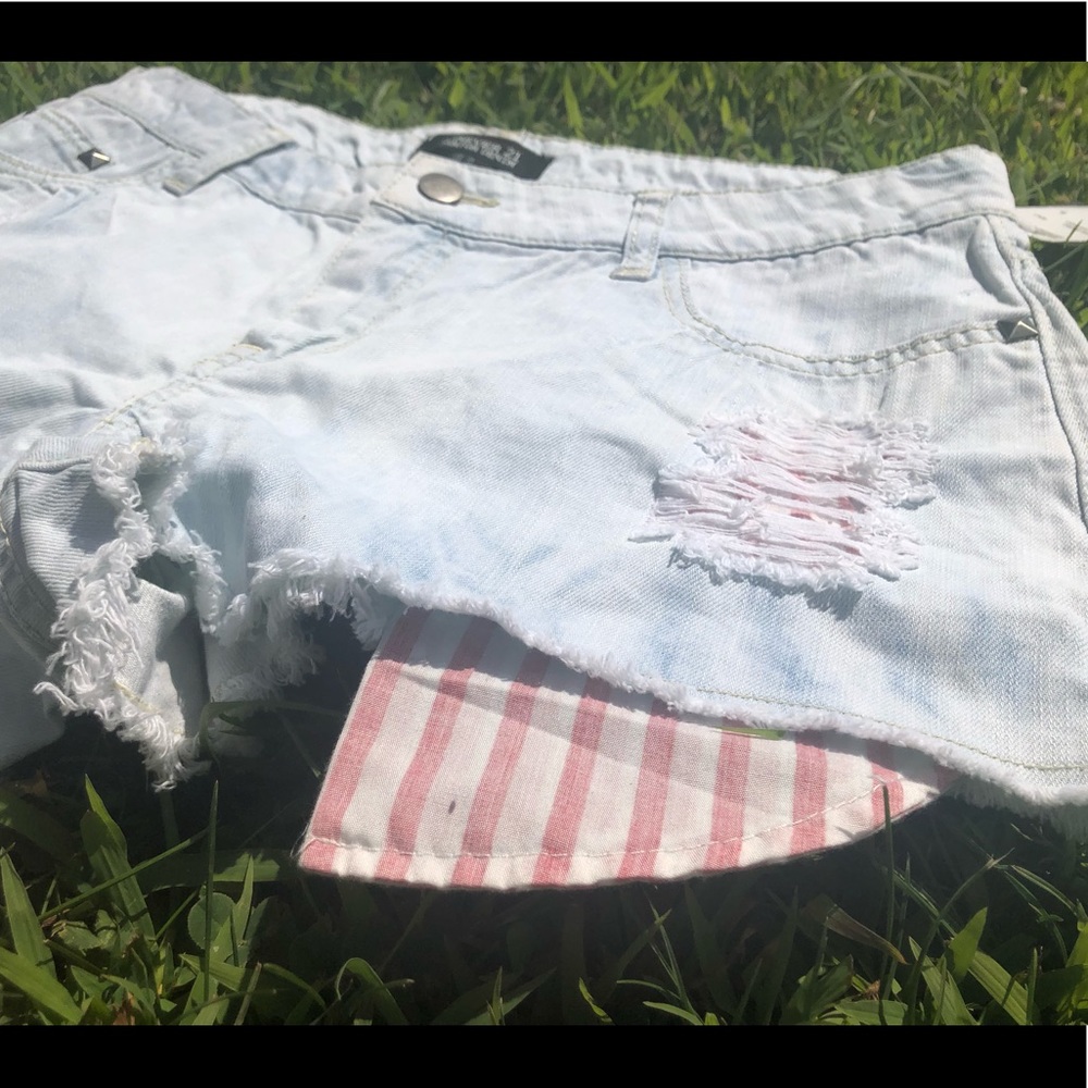Denim Short, Denim Washed American Flag Short